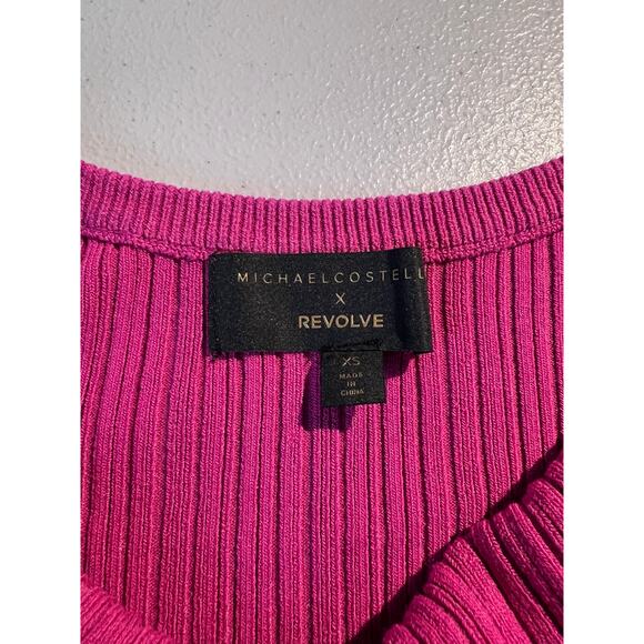 Michael Costello x Revolve Dress Variegated Rib Bodycon Midi Sexy Baddie Magenta - Picture 8 of 9